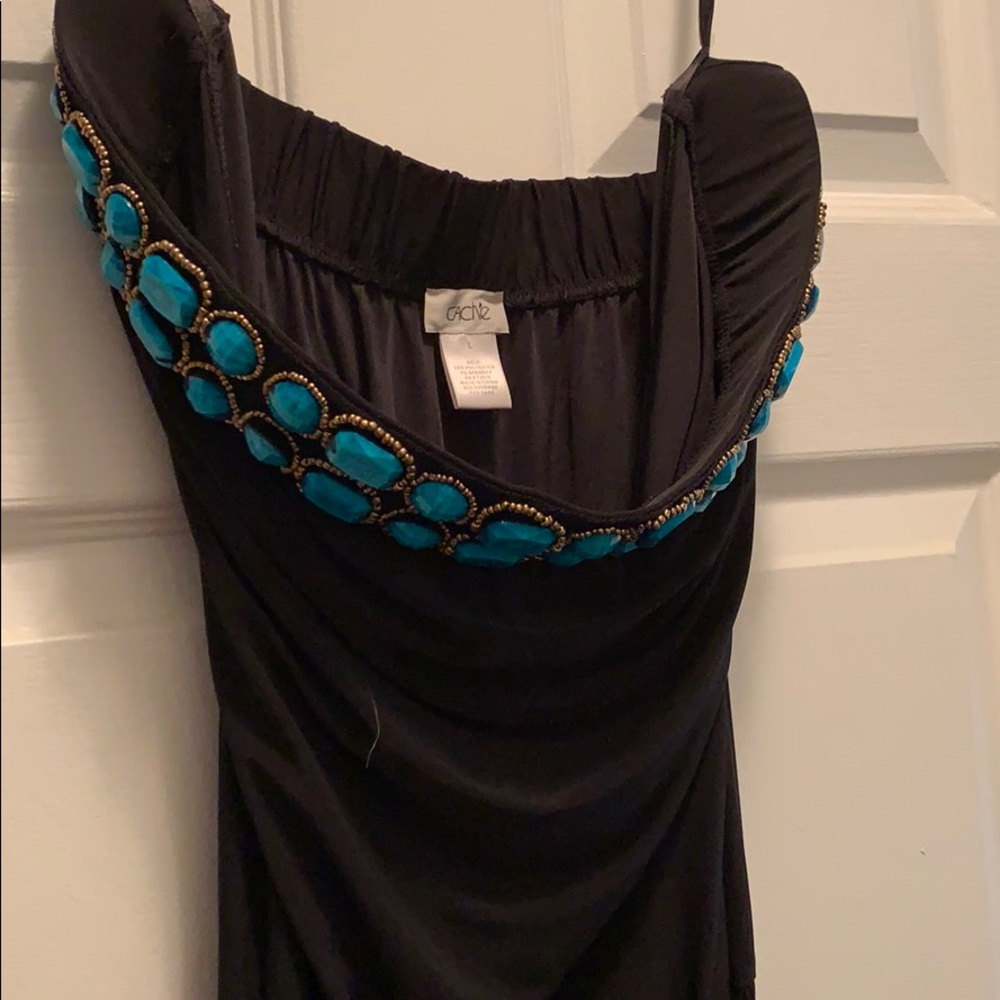 EUC. Turquoise beaded tube top jumper. Cache.